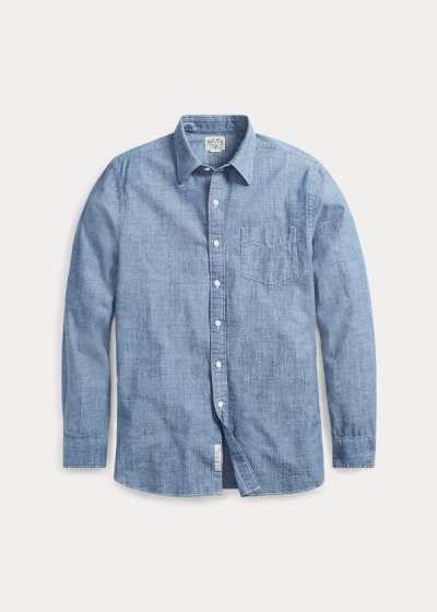 Ralph Lauren Slim-Fit Cotton Chambray Skjorter Herre Danmark (JGBQC0453)